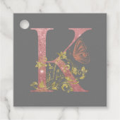 Fancy roze glitter Letter K Bedankjes Labels (Voorkant)