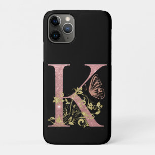 Fancy roze glitter Letter K Case-Mate iPhone Case