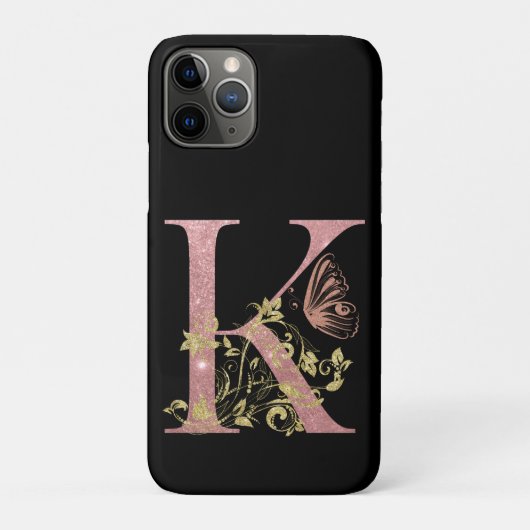 Fancy roze glitter Letter K Case-Mate iPhone Case (Achterkant)
