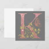 Fancy roze glitter Letter K Notitiekaartje (Voorkant / Achterkant)