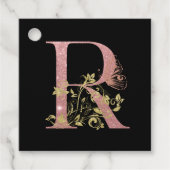Fancy roze glitter letter R Bedankjes Labels (Voorkant)