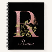 Fancy roze Glitter Letter R Bullet Journal Notitieboek (Voorkant)