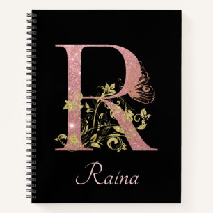 Fancy roze Glitter Letter R Bullet Journal Notitieboek