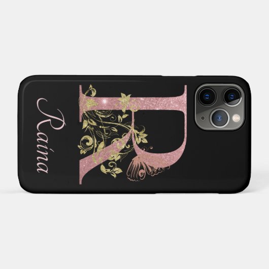 Fancy roze glitter Letter R Persoonlijk Case-Mate iPhone Case (Achterkant (horizontaal))