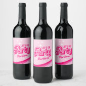 Fancy Roze Glitter Party Aangepaste Naam Wijn Etiket (Flessen)
