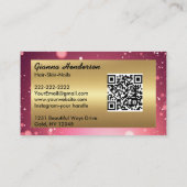 Fancy Roze Glitters En Goud Visitekaartje (Achterkant)