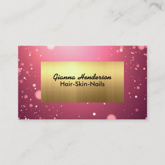 Fancy Roze Glitters En Goud Visitekaartje (Voorkant)