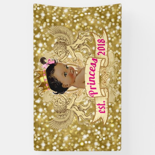 Fancy roze |Gold Glitter | African Princess Banner (Verticaal)