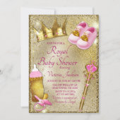 Fancy Roze Gouden Baby Shower Kaart (Voorkant)