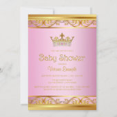 Fancy roze gouden prinses babyshower uitnodigingen (Achterkant)