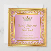 Fancy roze goudprinses Baby shower Uitnodiging (Achterkant)