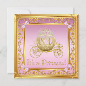 Fancy roze goudprinses Baby shower Uitnodiging (Voorkant)