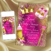 Fancy roze goudprinses Baby shower Uitnodiging