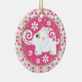Fancy Roze Groene Olifant en Bloemen Ornament (Rechts)