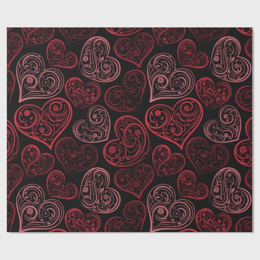 Fancy roze harten Valentijn Cadeaupapier (Vlak)