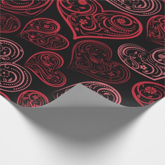 Fancy roze harten Valentijn Cadeaupapier (Hoek)