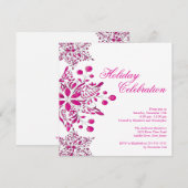Fancy roze juwelen Snowflakes Holiday Party Kaart (Voorkant / Achterkant)
