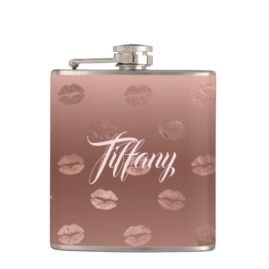 Fancy roze Kisses Heupfles (Voorkant)