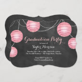 Fancy Roze Lantern Afstuderen Invitation Kaart (Voorkant / Achterkant)