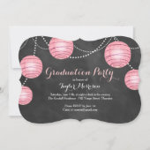 Fancy Roze Lantern Afstuderen Invitation Kaart (Voorkant)