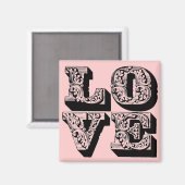 Fancy roze liefdesplein magneet (Voorkant / Achterkant)