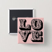 Fancy roze liefdespop vierkante button 5,1 cm (Voorkant /achterkant)