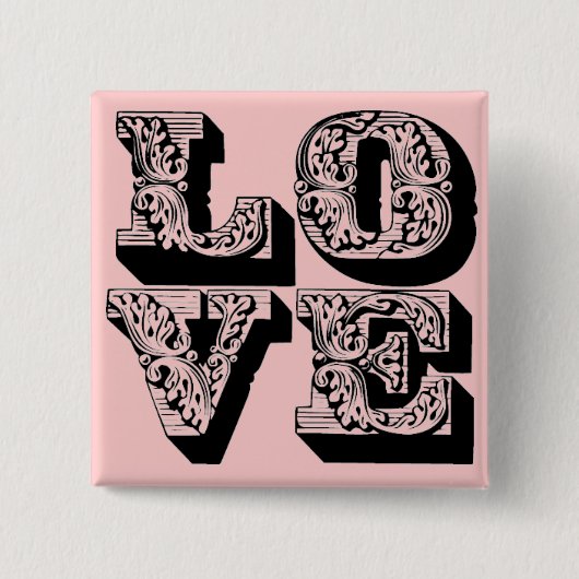 Fancy roze liefdespop vierkante button 5,1 cm (Voorkant)