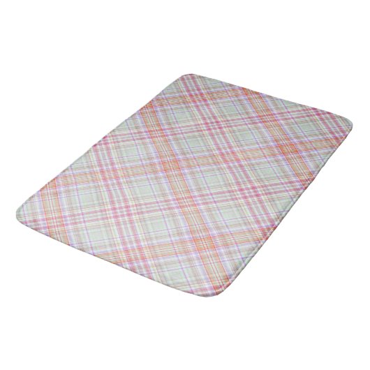 Fancy Roze 'n Groen Geometrisch Plaid Badmat (Gekanteld)