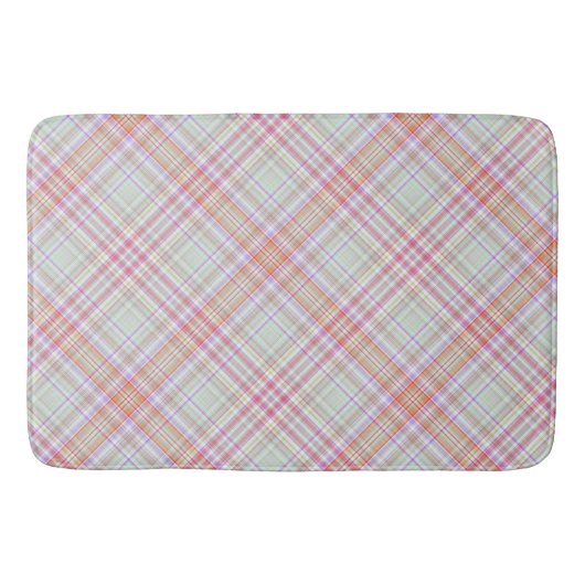 Fancy Roze 'n Groen Geometrisch Plaid Badmat (Voorkant)