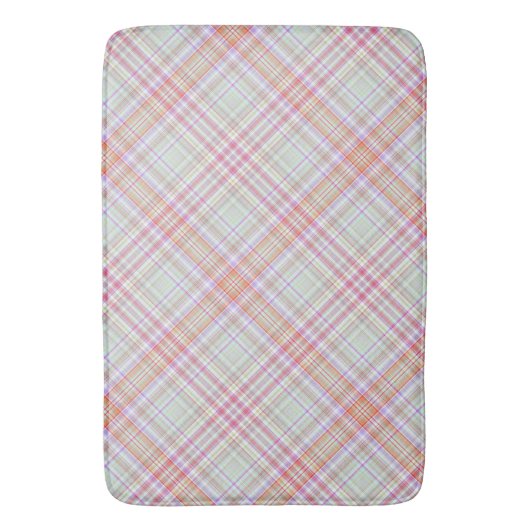 Fancy Roze 'n Groen Geometrisch Plaid Badmat (Voorkant Verticaal)