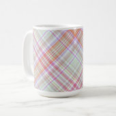 Fancy Roze 'n Groen Geometrisch Plaid Koffiemok (Voorkant links)