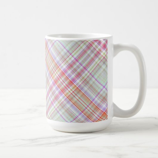 Fancy Roze 'n Groen Geometrisch Plaid Koffiemok (Rechts)