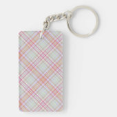Fancy Roze 'n Groen Geometrisch Plaid Sleutelhanger (achterkant)