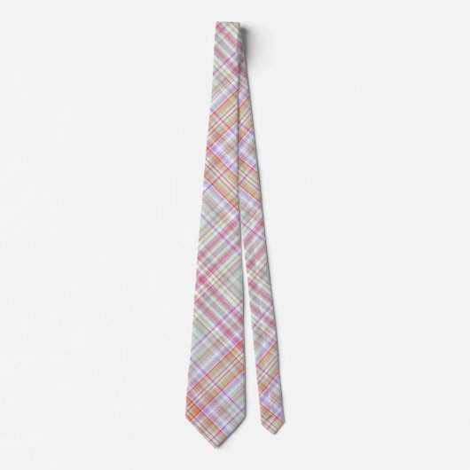 Fancy Roze 'n Groen Geometrisch Plaid Stropdas (Voorkant)