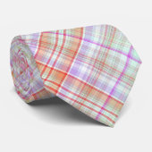 Fancy Roze 'n Groen Geometrisch Plaid Stropdas (Opgerold)