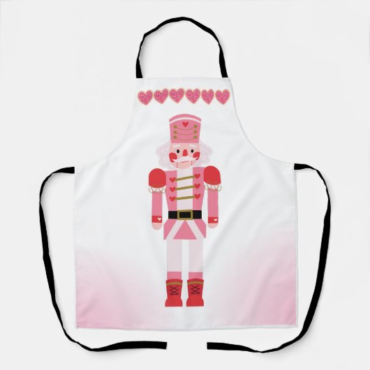 Fancy roze notenkraker & kerst koekjesharten schort (Voorkant)