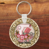 Fancy Roze Pansy Beauticiaanse Sleutelhanger (Voorkant)