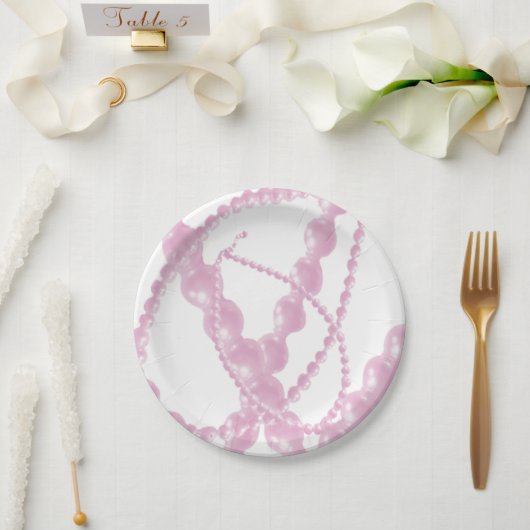 Fancy Roze Parels Papieren Borden Bordje (Huwelijk)