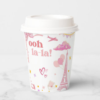Fancy roze Parijse verjaardagspapier kopjes Eiffel Papieren Bekers