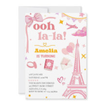 Fancy roze Paris Eiffeltoren Uitnodiging Gingham