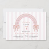 Fancy Roze Regenboog Boog Meisjes Verjaardagsfeest Kaart (Voorkant)