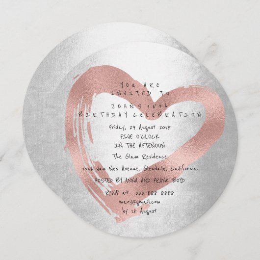 Fancy roze roze goudhartzilver kaart (Voorkant / Achterkant)