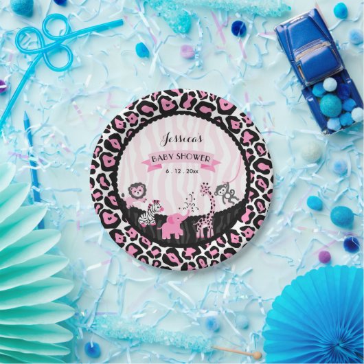 Fancy Roze Safari Girl Baby shower Aangepaste Bord (Feest)