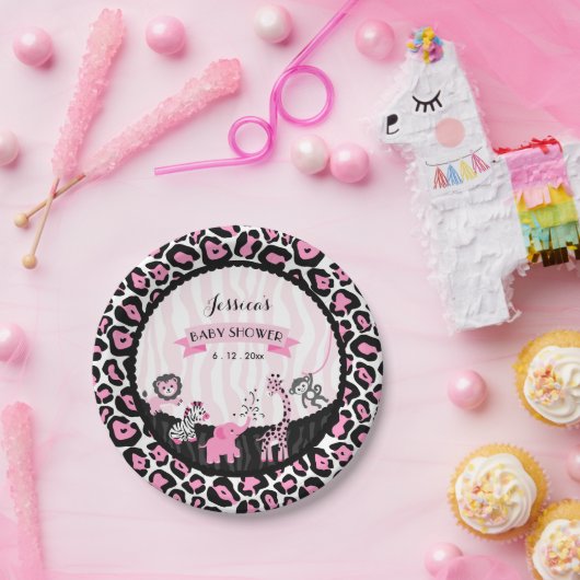 Fancy Roze Safari Girl Baby shower Aangepaste Bord (Feest)