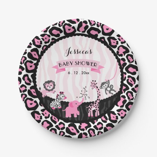 Fancy Roze Safari Girl Baby shower Aangepaste Bord (Voorkant)