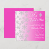 Fancy roze sneeuwvlok Winter Wonderland Quinceaner Kaart (Voorkant / Achterkant)