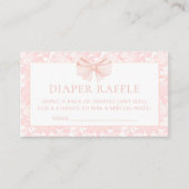 Fancy roze strik baby meisje douche luier loterij informatiekaartje (Voorkant)