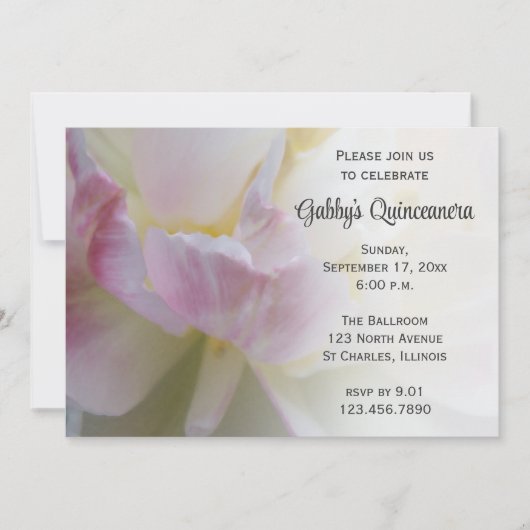 Fancy roze Tulip Quinceanera Uitnodiging (Voorkant)