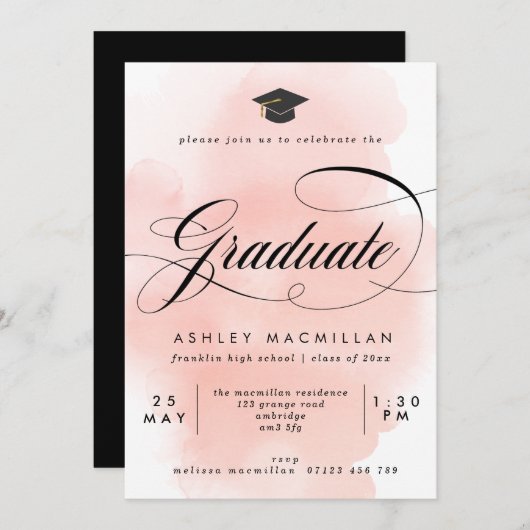 Fancy roze Waterverf wasdroger Partij Kaart (Voorkant / Achterkant)