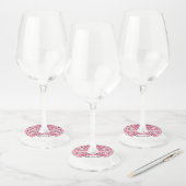 Fancy Roze Witte Paisley Patroon Tear Drops Wijnglaslabel (Set)